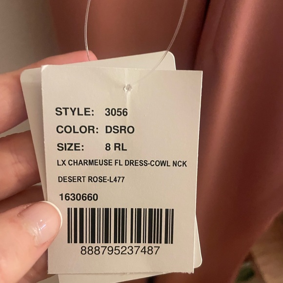 Cowl-Neck Criss Cross Back Slip Dress - 3056
Color: Desert Rose - Length: tall - Picture 3 of 4